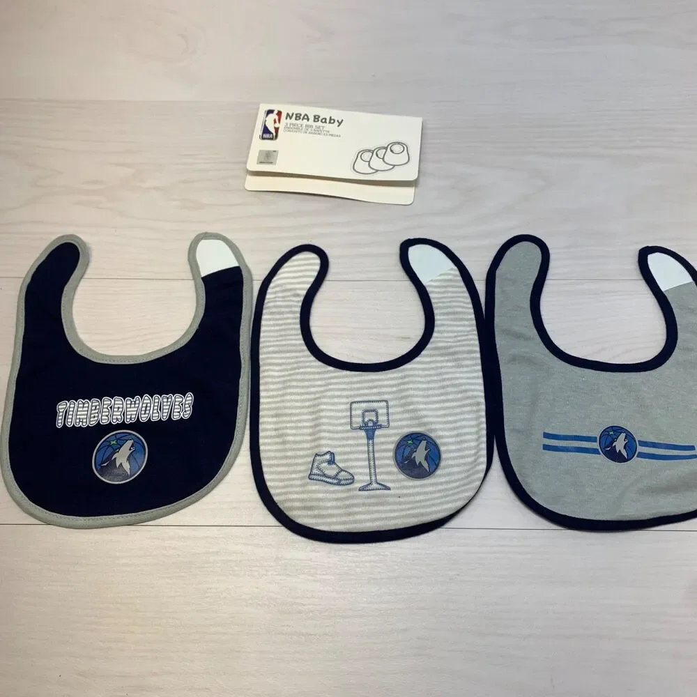 NBA Timberwolves Basketball‎ Unisex Baby Bib Infant Newborn 3 Piece Set One Size